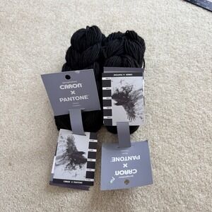 Caron X Pantone Yarn Black Raven 127 yards Yarnspirations NWT Lot of 2
